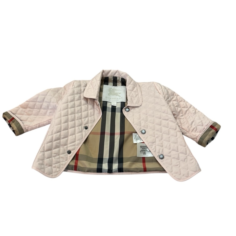 Burberry Baby 9M Pink Quilted Jacket Nova Check Lined Coat